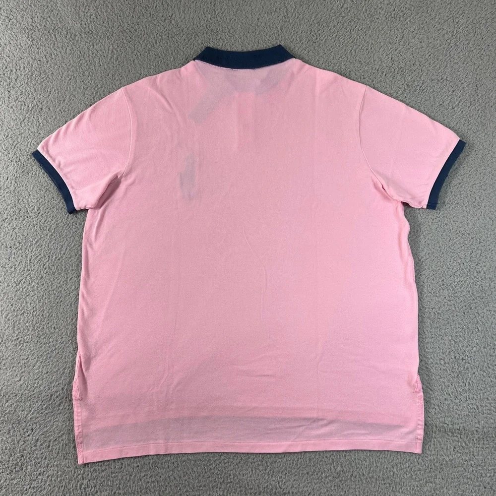 Polo Ralph Lauren Polo Shirt Men XXL Pink Navy Big Pony Custom Fit Vintage NWT
